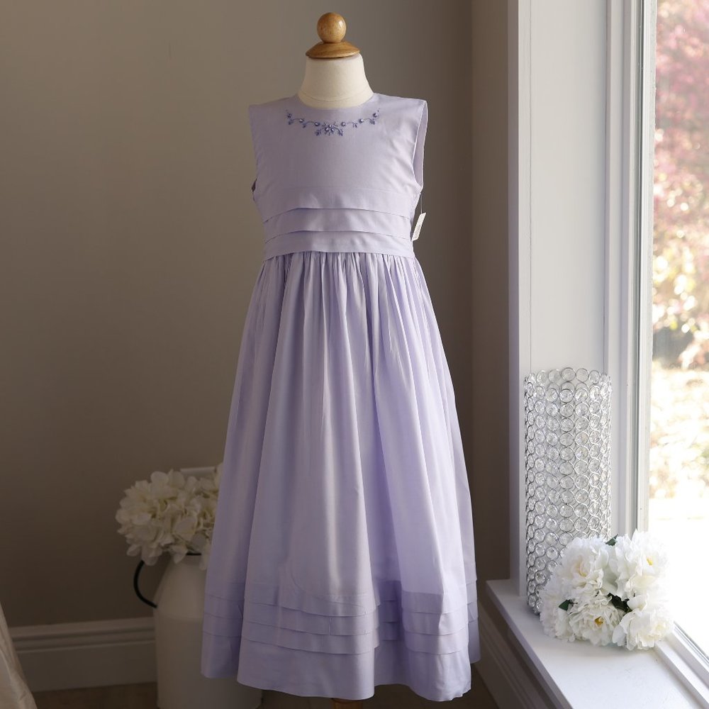 Strasburg Lavender Girls Dress size 8 Hand-Embroidery Spring Portrait Vacation